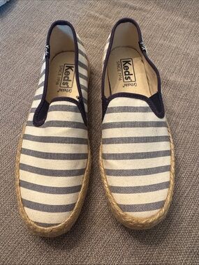 Keds Women’s Navy and White Striped Slip-On Espadrilles